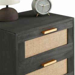 CARO-Möbel Nachttisch WAMAN Mit 2 Schubladen, Schwarz -Betten & Zubehör Verkäufe 95333 5