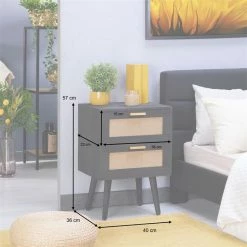 CARO-Möbel Nachttisch WAMAN Mit 2 Schubladen, Schwarz -Betten & Zubehör Verkäufe 95333 AC8