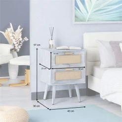 CARO-Möbel Nachttisch WAMAN Mit 2 Schubladen, Grau -Betten & Zubehör Verkäufe 95334 AC10