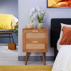 CARO-Möbel Nachttisch WAMAN Mit 2 Schubladen, Braun 9 CARO-Möbel Nachttisch WAMAN Mit 2 Schubladen, Braun -Betten & Zubehör Verkäufe 95335 AC1