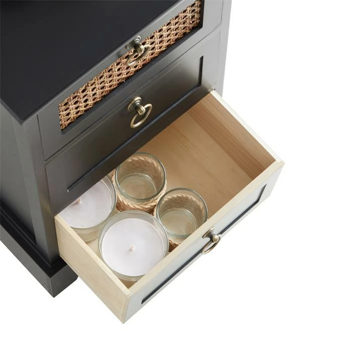 CARO-Möbel Nachttisch RAJA Mit 3 Schubladen Und Wiener Geflecht, Schwarz 6 CARO-Möbel Nachttisch RAJA Mit 3 Schubladen Und Wiener Geflecht, Schwarz – Bild 4