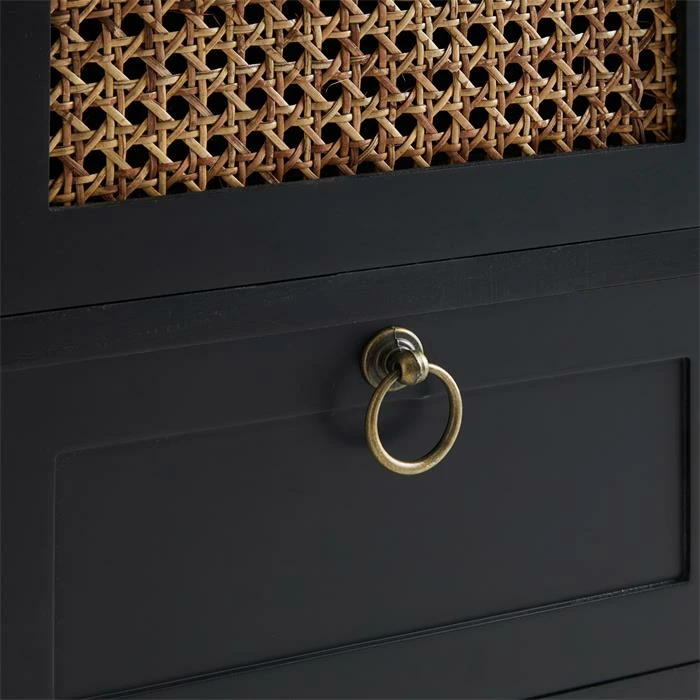 CARO-Möbel Nachttisch RAJA Mit 3 Schubladen Und Wiener Geflecht, Schwarz 7 CARO-Möbel Nachttisch RAJA Mit 3 Schubladen Und Wiener Geflecht, Schwarz – Bild 5