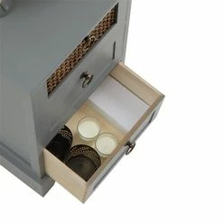 CARO-Möbel Nachttisch RAJA Mit 3 Schubladen Und Wiener Geflecht, Grau -Betten & Zubehör Verkäufe 95340 4