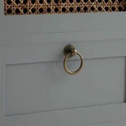 CARO-Möbel Nachttisch RAJA Mit 3 Schubladen Und Wiener Geflecht, Grau -Betten & Zubehör Verkäufe 95340 6