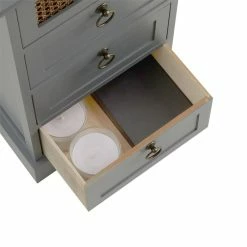 CARO-Möbel Nachttisch VANIKA Mit 4 Schubladen Und Wiener Geflecht, Grau -Betten & Zubehör Verkäufe 95343 4