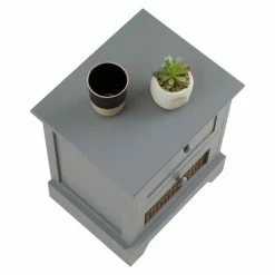 CARO-Möbel Nachttisch RANI Mit 2 Schubladen Und Wiener Geflecht, Grau -Betten & Zubehör Verkäufe 95346 3