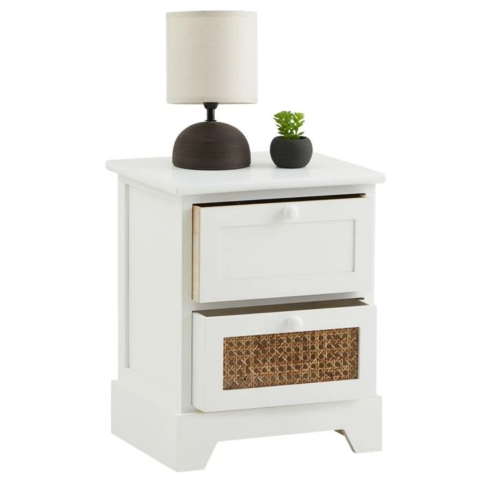 CARO-Möbel Nachttisch RANI Mit 2 Schubladen Und Wiener Geflecht, Weiß 5 CARO-Möbel Nachttisch RANI Mit 2 Schubladen Und Wiener Geflecht, Weiß – Bild 3
