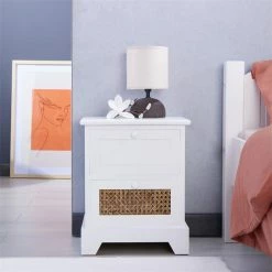 CARO-Möbel Nachttisch RANI Mit 2 Schubladen Und Wiener Geflecht, Weiß 9 CARO-Möbel Nachttisch RANI Mit 2 Schubladen Und Wiener Geflecht, Weiß -Betten & Zubehör Verkäufe 95347 AC1