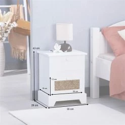 CARO-Möbel Nachttisch RANI Mit 2 Schubladen Und Wiener Geflecht, Weiß 13 CARO-Möbel Nachttisch RANI Mit 2 Schubladen Und Wiener Geflecht, Weiß -Betten & Zubehör Verkäufe 95347 AC8