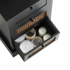 CARO-Möbel Nachttisch ROSHNI Mit 3 Schubladen Und Wiener Geflecht, Schwarz -Betten & Zubehör Verkäufe 95348 4