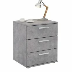 CARO-Möbel Nachttisch MARIELLA Betonoptik Mit 3 Schubladen