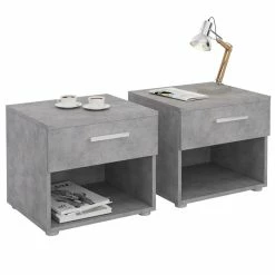 CARO-Möbel Nachttisch MARY Im 2er Set In Betonoptik