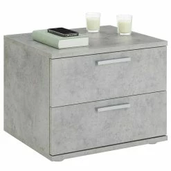 CARO-Möbel Nachttisch MAXIMA In Betonoptik Mit 2 Schubladen