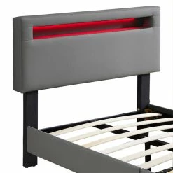 CARO-Möbel Polsterbett BENITO 90x200 Cm, LED Beleuchtung, Kunstleder Grau -Betten & Zubehör Verkäufe 95524 4