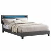 CARO-Möbel Polsterbett COLUMBUS 140x200 Cm, LED Beleuchtung, Kunstleder Grau -Betten & Zubehör Verkäufe 95538 0