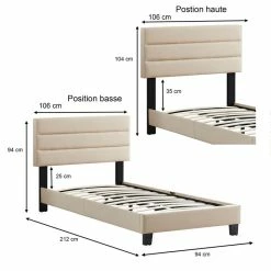 CARO-Möbel Polsterbett TUCSON 90x200 Cm, Stoff Beige -Betten & Zubehör Verkäufe 95543 5