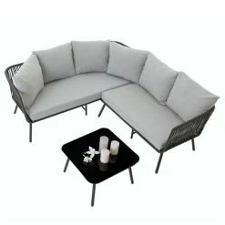 CARO-Möbel Gartenmöbel Set JAKARTA Mit Seilbespannung Und Polster In Grau 10 CARO-Möbel Gartenmöbel Set JAKARTA Mit Seilbespannung Und Polster In Grau -Betten & Zubehör Verkäufe 95607 3