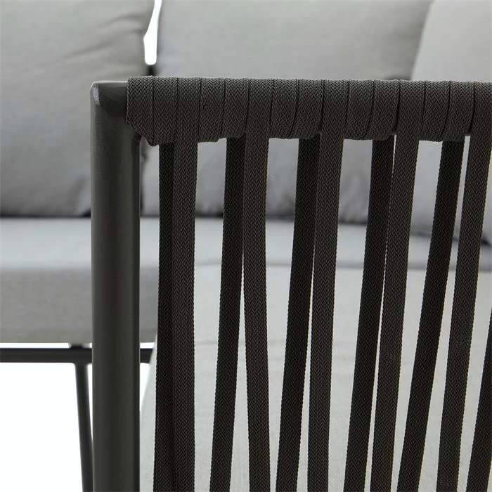 CARO-Möbel Gartenmöbel Set JAKARTA Mit Seilbespannung Und Polster In Grau 8 CARO-Möbel Gartenmöbel Set JAKARTA Mit Seilbespannung Und Polster In Grau – Bild 6