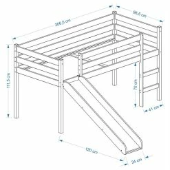 IDIMEX Hochbett Mit Rutsche BENNY Weiß -Betten & Zubehör Verkäufe Benny Skizze 2