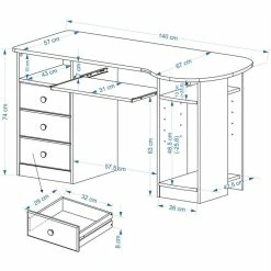 IDIMEX PC-Schreibtisch BOB In Der Farbe Natur -Betten & Zubehör Verkäufe Bob Skizze 1