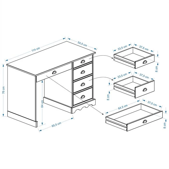 IDIMEX Schreibtisch COLETTE Honigfarben 5 IDIMEX Schreibtisch COLETTE Honigfarben – Bild 3