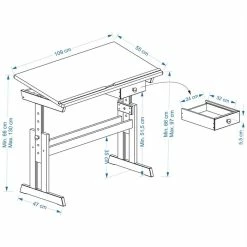 IDIMEX Kinderschreibtisch FLEXI Höhenverstellbar In Weiß/blau -Betten & Zubehör Verkäufe FLEXY 7720 21 22 23 24 25 Skizze 1