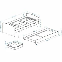 IDIMEX Bett Mit Stauraum JULIA 90x200 Cm, In Weiß -Betten & Zubehör Verkäufe Julia Skizze