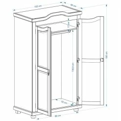 IDIMEX Kleiderschrank MÜNCHEN Mit 2 Türen, Kiefer Weiß/braun -Betten & Zubehör Verkäufe Munchen Skizze