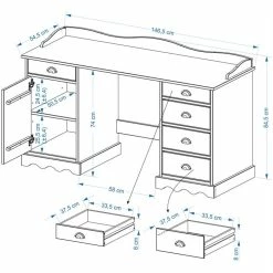 IDIMEX Schreibtisch Mit Aufsatz SANDRINE In Weiss 9 IDIMEX Schreibtisch Mit Aufsatz SANDRINE In Weiss -Betten & Zubehör Verkäufe SANDRINE Skizze