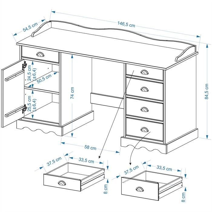 IDIMEX Schreibtisch Mit Aufsatz SANDRINE In Weiss 6 IDIMEX Schreibtisch Mit Aufsatz SANDRINE In Weiss – Bild 4