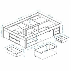 IDIMEX Bett Mit Stauraum SABRINA 140x200 Cm, Kiefer Massiv In Natur -Betten & Zubehör Verkäufe Sabrina Skizze
