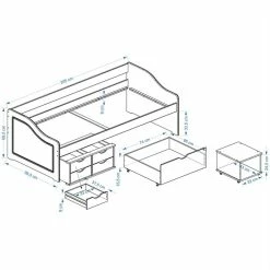IDIMEX Bett Mit Stauraum SENTA 90x200 Cm, Kiefer Massiv Buchefarben -Betten & Zubehör Verkäufe Senta Skizze